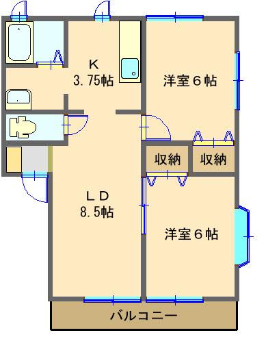 アルペンヒル(2LDK/1階)の間取り写真