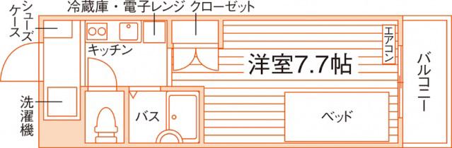 アトムス(1K/4階)の間取り写真