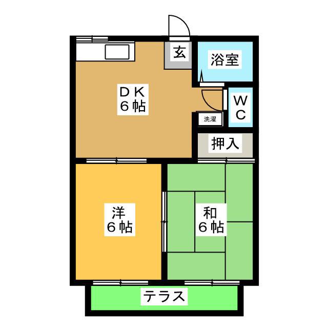 タウニィサンフラワ(2DK/1階)の間取り写真
