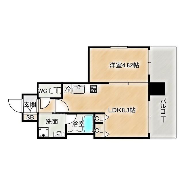 プレジオ都島(1LDK/3階)の間取り写真