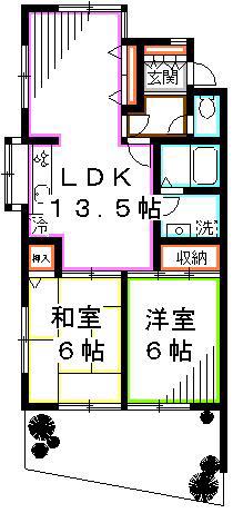 フォレスト深大寺B(2LDK/1階)の間取り写真