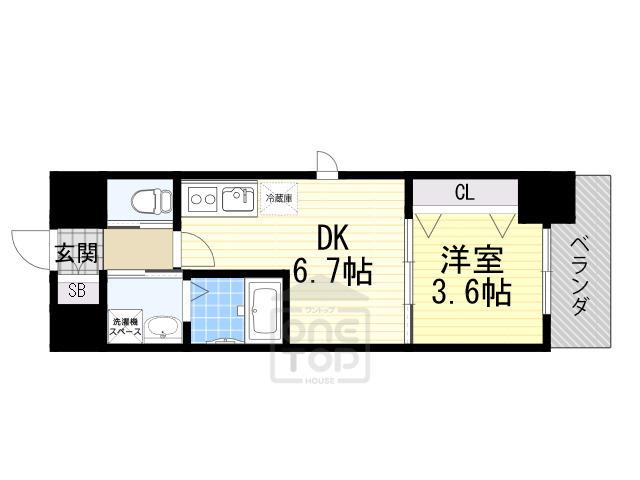 K´S SQUARE ESAKA(1DK/8階)の間取り写真