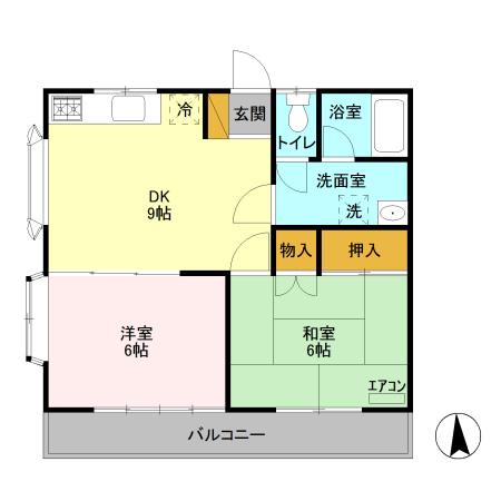 コーワコーポ 1号館(2DK/2階)の間取り写真