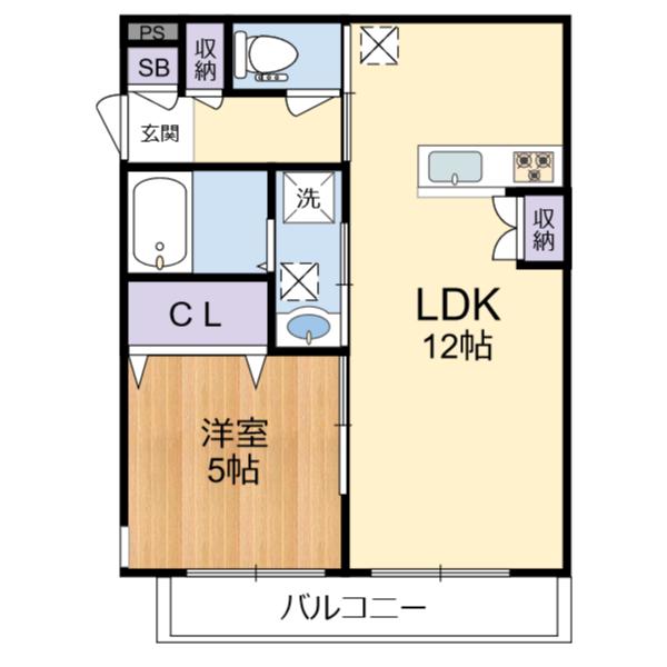 エマーブルS.S(1LDK/1階)の間取り写真