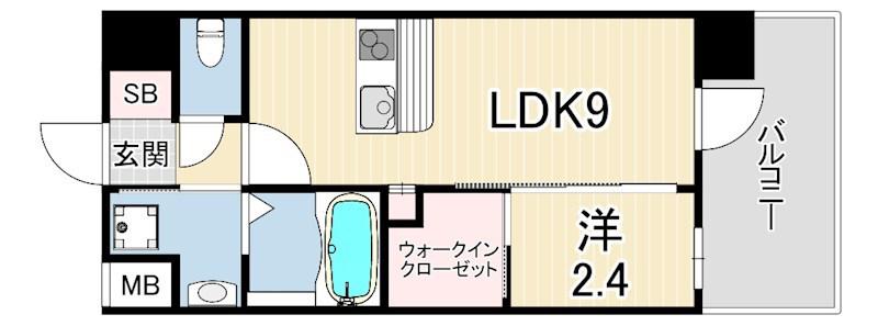 セレニテ西元町アリエ(1LDK/8階)の間取り写真