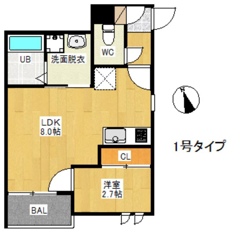 R-SMARTグランツェーレ唐人町(1LDK/3階)の間取り写真