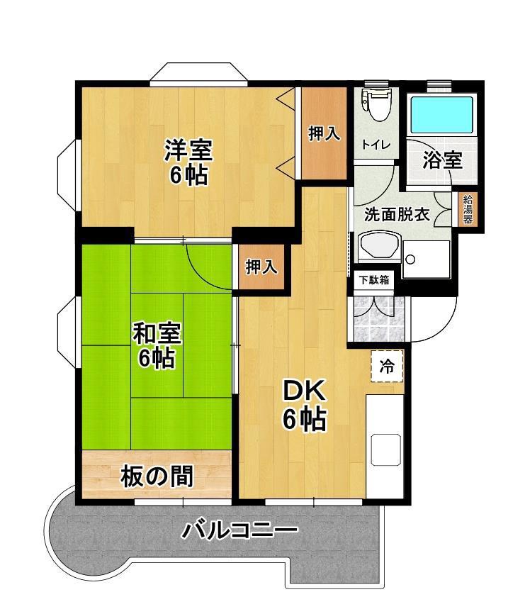 タウンライフ池田(2DK/3階)の間取り写真