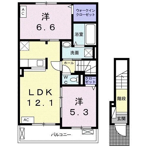 メロウ クレメントC(2LDK/2階)の間取り写真