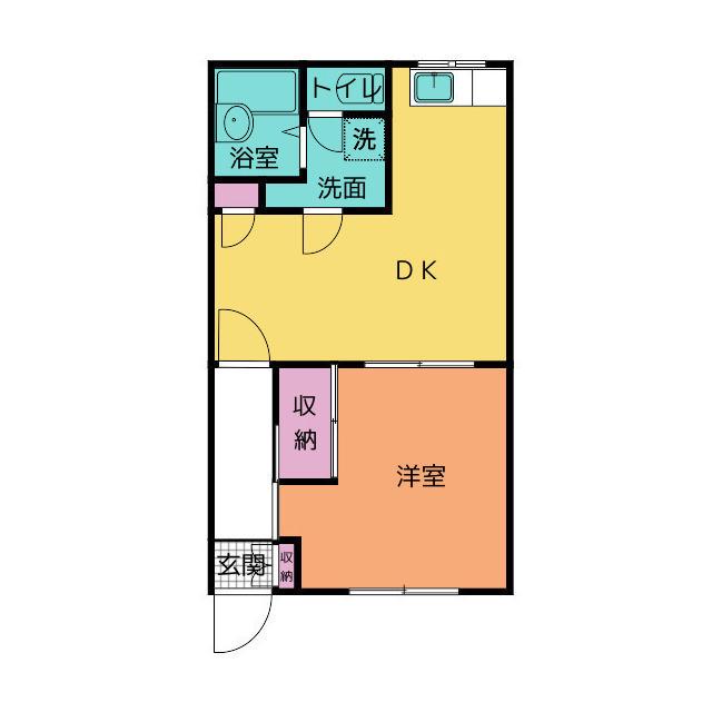 長田マンション(1DK/2階)の間取り写真