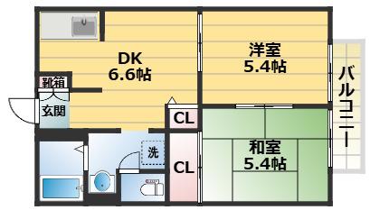 セフィラ西灘(2DK/1階)の間取り写真