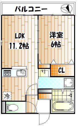 ディアSTII(1LDK/1階)の間取り写真