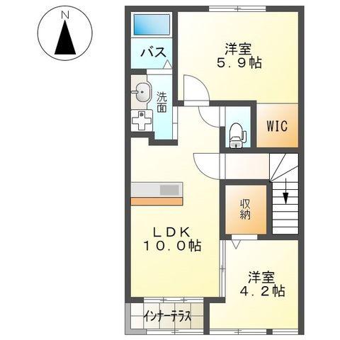サニーウェル(2LDK/2階)の間取り写真