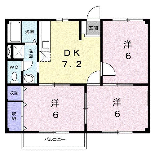 ニューシティセントポーリアA(3DK/1階)の間取り写真