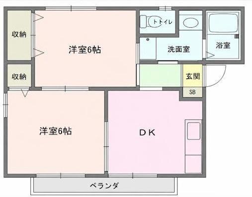 ハイツヴァンティアン A棟(2DK/2階)の間取り写真