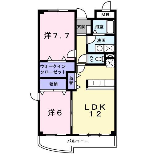 ベル プロムナード(2LDK/4階)の間取り写真