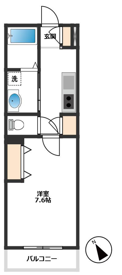 BEL CANTO区役所前(1K/1階)の間取り写真