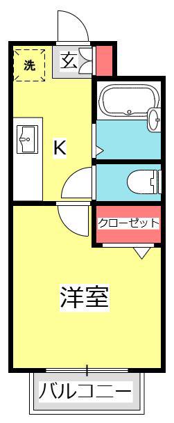 アンソレイエ(1K/1階)の間取り写真