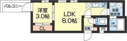 CHERIM新瑞橋LE PONT(1LDK/2階)の間取り写真