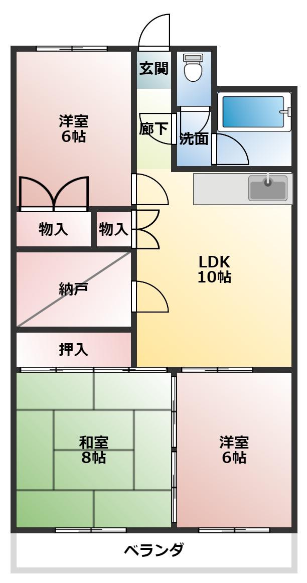 ポートブリッジマンション(3SLDK/4階)の間取り写真