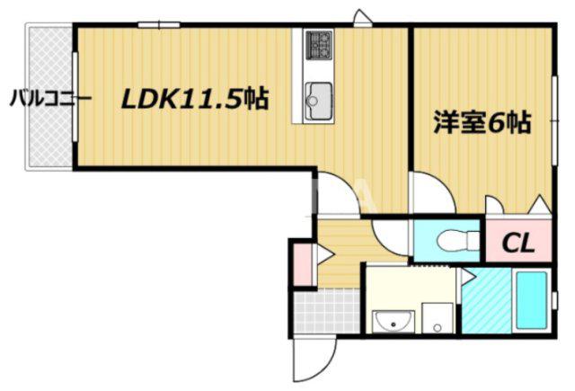 コーポ蒼(1LDK/2階)の間取り写真