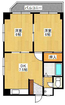あづまハイツ(2DK/3階)の間取り写真
