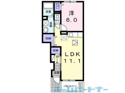 グランペール ラポール(1LDK/1階)の間取り写真