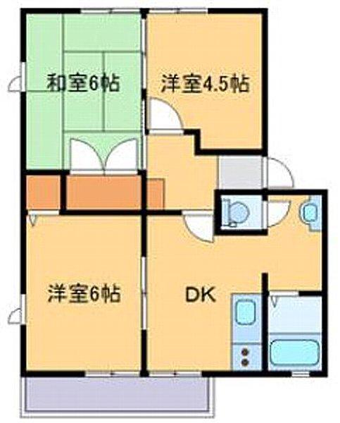 ヴィラパストラルB(3DK/2階)の間取り写真