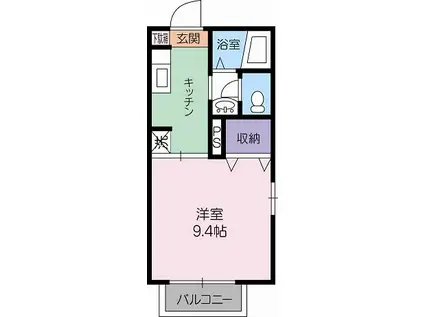 パルモア A棟(1K/1階)の間取り写真