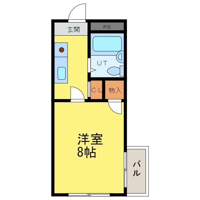 シャトル中吉野(1K/2階)の間取り写真