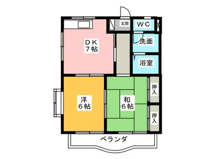 メゾンジュイール(2DK/1階)の間取り写真