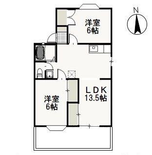 ファミーユ・ビボD(2LDK/1階)の間取り写真