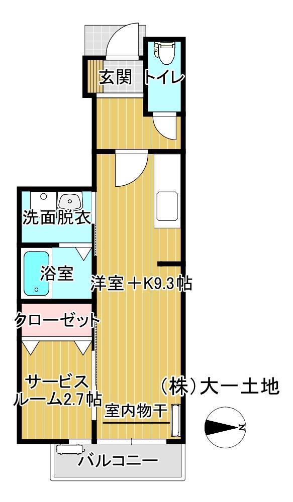 イーストA(1SK/1階)の間取り写真