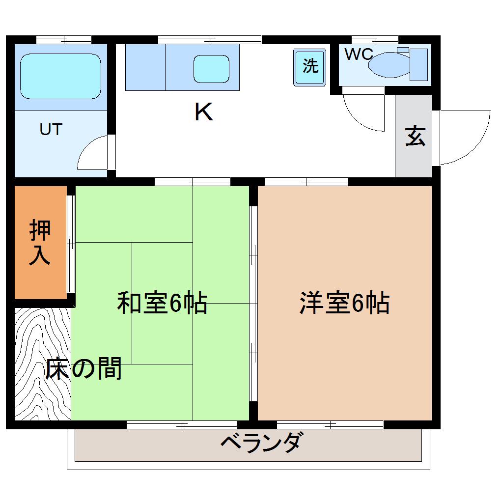 モミヤマパークハイツ(2DK/2階)の間取り写真
