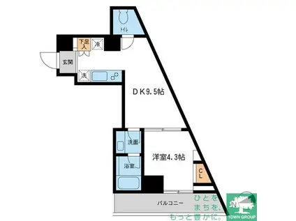 レジデンス雪が谷大塚(1DK/4階)の間取り写真