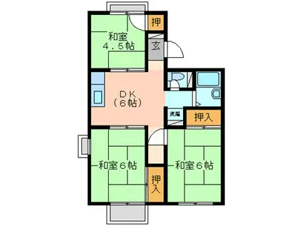 アンビエンテ山本 C(3DK/2階)の間取り写真