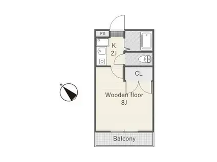 山の脇 鏡山I(1K/1階)の間取り写真