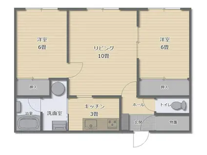 エレガンス10条(2LDK/2階)の間取り写真
