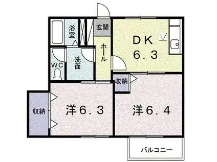オーブリー金光A(2DK/1階)の間取り写真