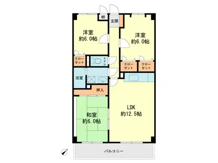 シャトレ天拝(3LDK/4階)の間取り写真