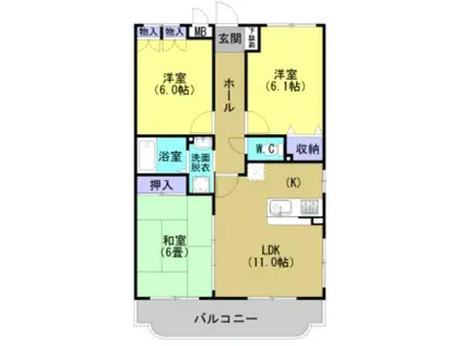 ハイツ・アムール(3LDK/2階)の間取り写真