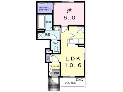 ラヴィエールII A(1LDK/1階)の間取り写真