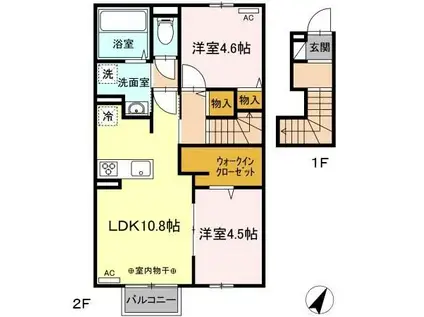 ドゥ・マリアージュIII(2LDK/2階)の間取り写真