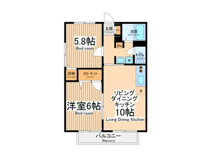 サントピアK(2LDK/1階)の間取り写真