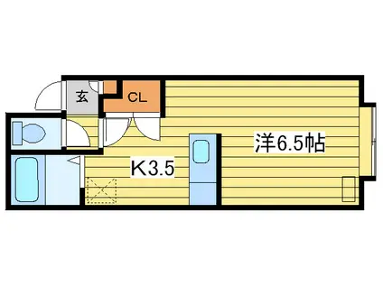 サンコート(1K/2階)の間取り写真