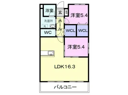 アルストロメリア(2LDK/3階)の間取り写真