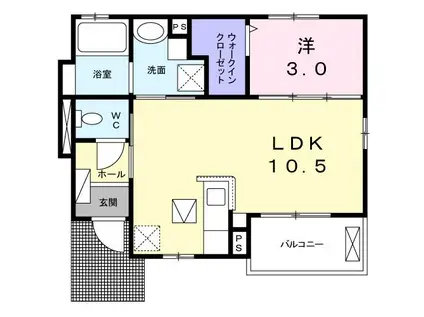 ジークアクス(1LDK/1階)の間取り写真