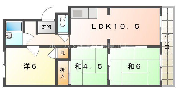 寿マンション(3LDK/1階)の間取り写真