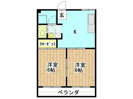 山惣マンション(2K/2階)の間取り写真
