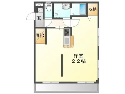 ニューバリア忠興(ワンルーム/3階)の間取り写真