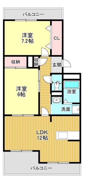 アバンテヤマカ(2LDK/2階)の間取り写真